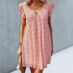 SHEIN Floral Layered Sleeve Tunic Dress